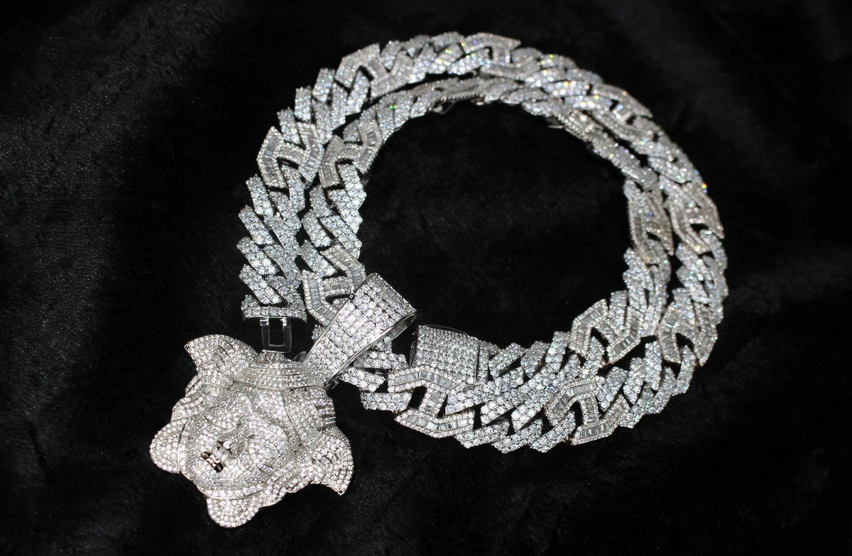 XL Medusa Pendant 14mm Figarucci 98.6ct Lab Sim VVS1 Diamond Necklace