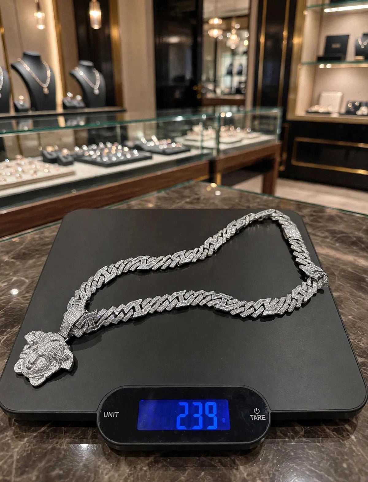XL Medusa Pendant 14mm Figarucci 98.6ct Lab Sim VVS1 Diamond Necklace