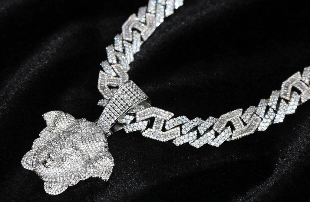 XL Medusa Pendant 14mm Figarucci 98.6ct Lab Sim VVS1 Diamond Necklace