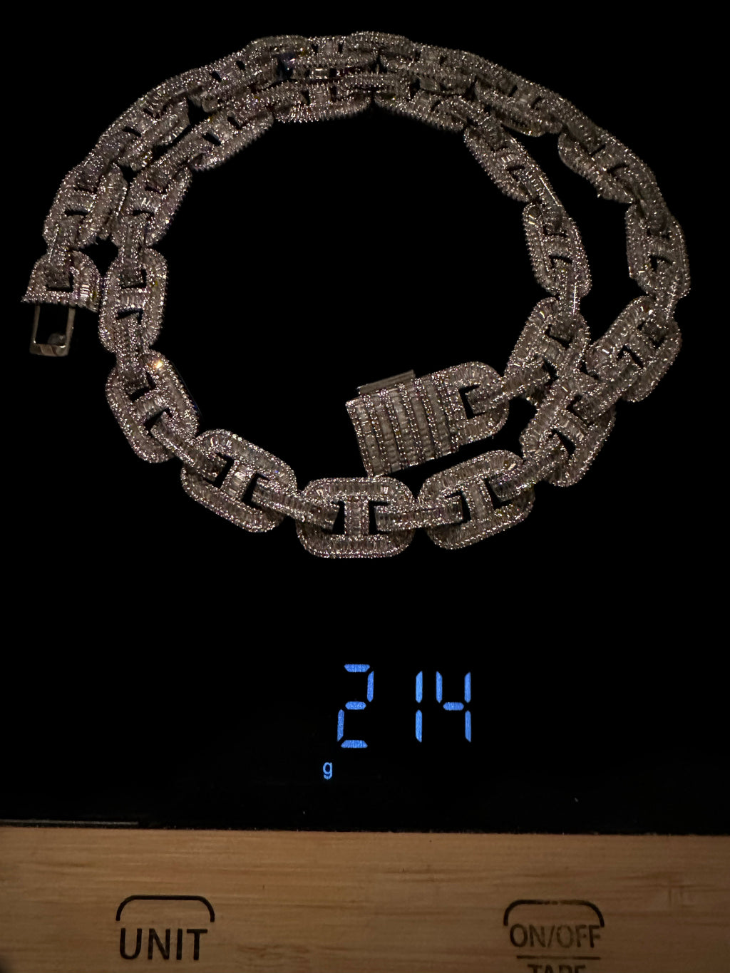 14mm Mariner Chain 82ct BAGUETTE Lab Sim VVS1 Diamond - GOLD