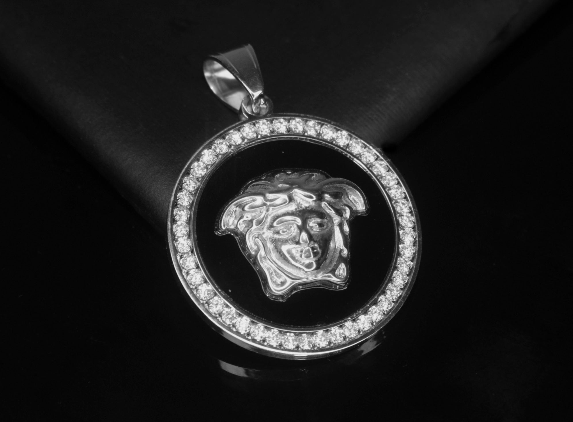 Medusa Black Gold Medallion Pendant 3.6ct Lab Sim VVS1 Diamonds