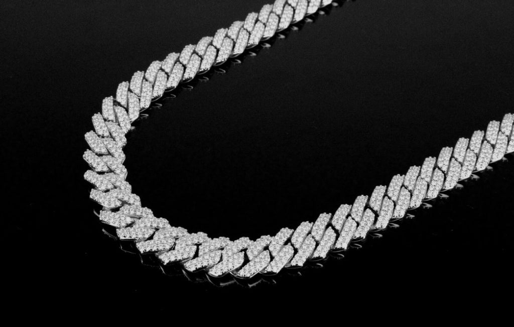 14mm Cuban Prong 64ct Lab VVS1 Sim Diamond Necklace