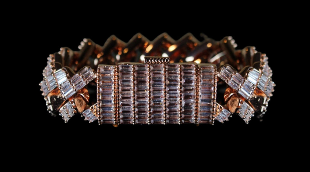 19mm Prong BAGUETTE 24.6ct Lab VVS1 Sim Diamonds Bracelet Rose Gold