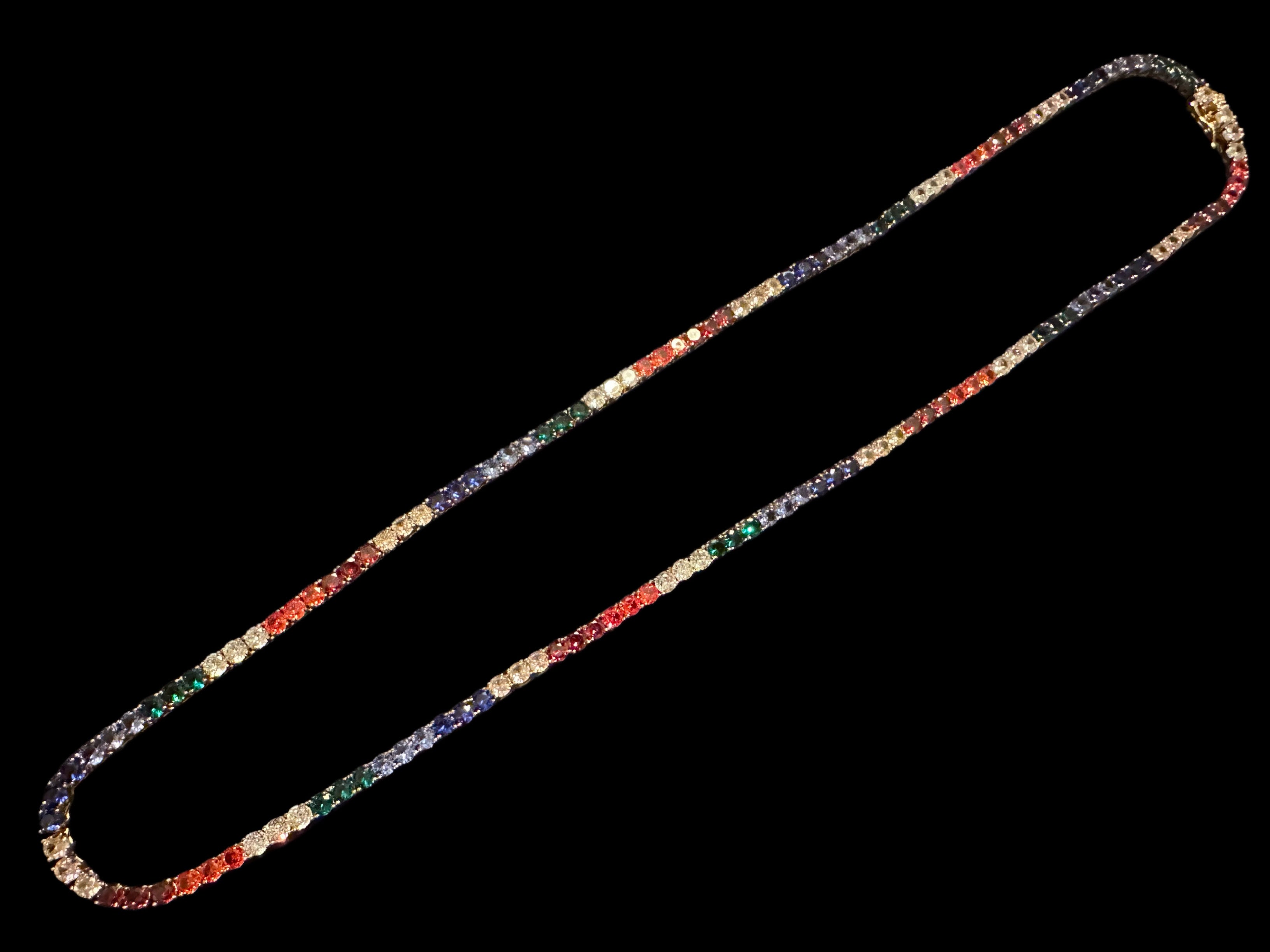 4mm RAINBOW Tennis Chain 70ct Lab Sim VVS1 Diamond Necklace - Gold