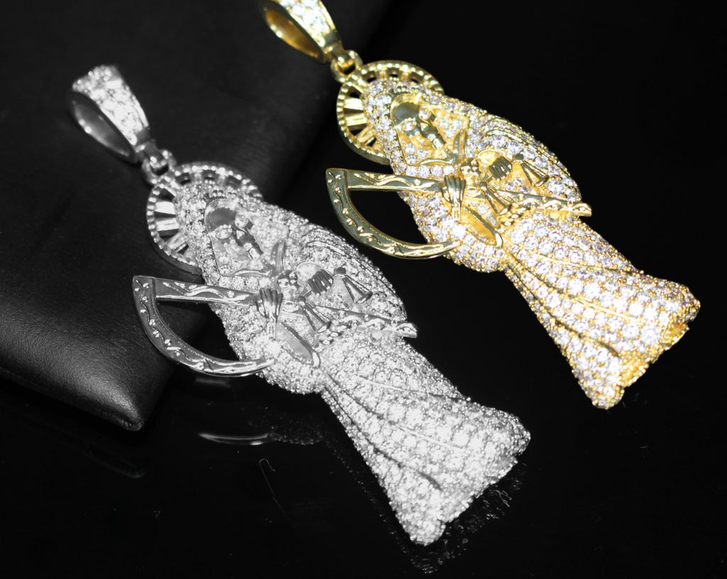 Santa Muerte 2.2ct Lab VVS1 Simulated Diamond Pendant