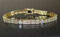 6mm Square Round Tennis BAGUETTE Bracelet 16.75ct Lab Sim Diamond - Gold