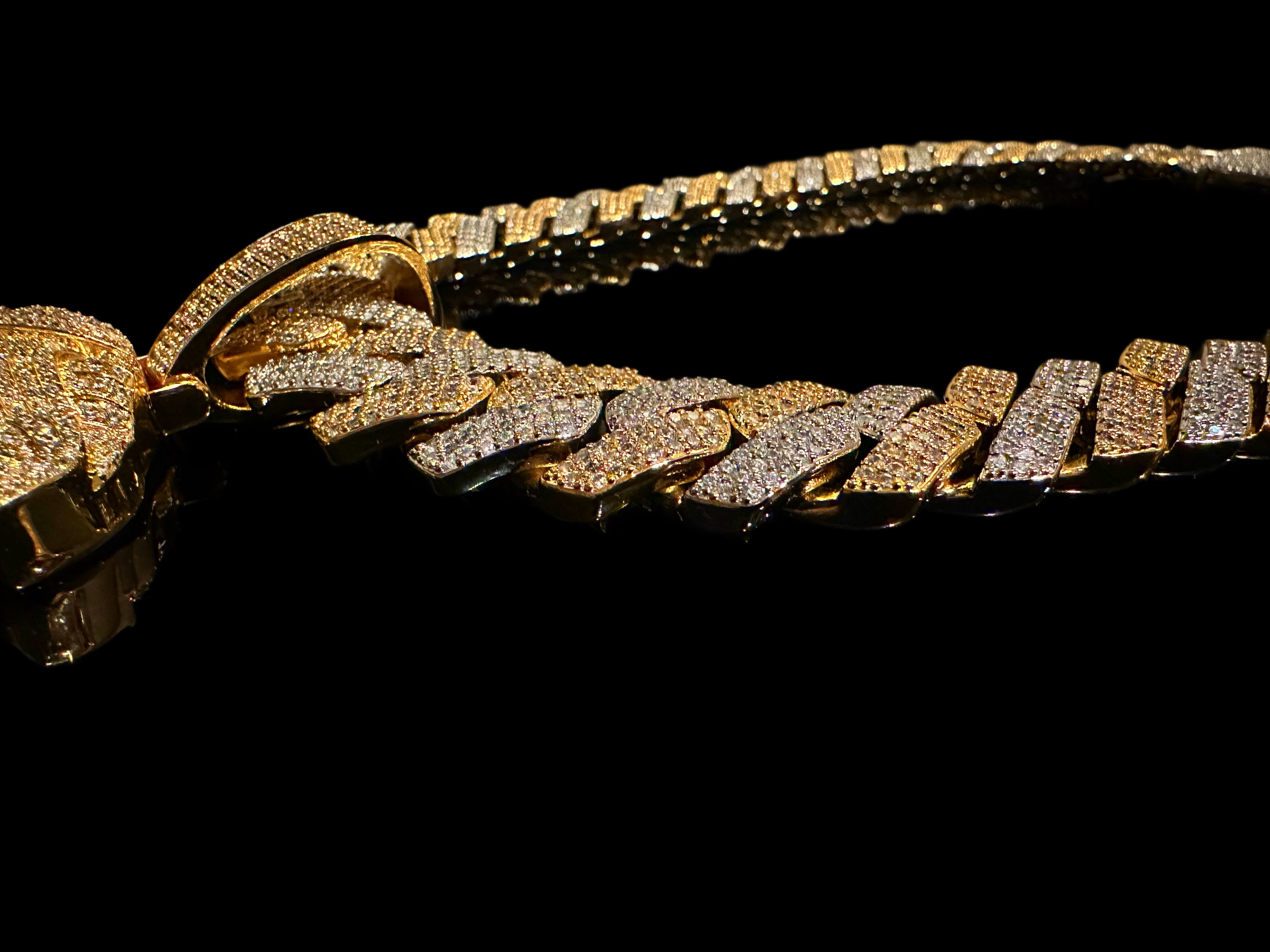 XXL MEDUSA VERSACE 20mm Cuban Miami Prong 186ct Lab Sim VVS1 Diamond Necklace SET - Gold