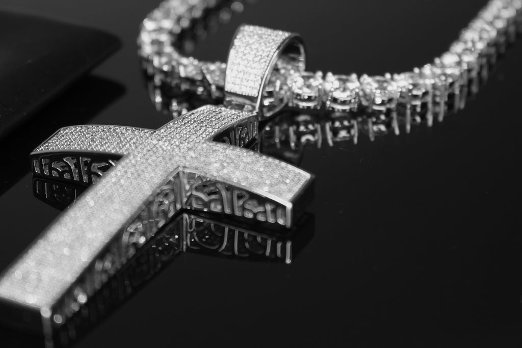 XL Cross Pendant 8mm MASSIVE XXL Tennis Chain 152ct Lab Sim VVS1 Diamond Necklace
