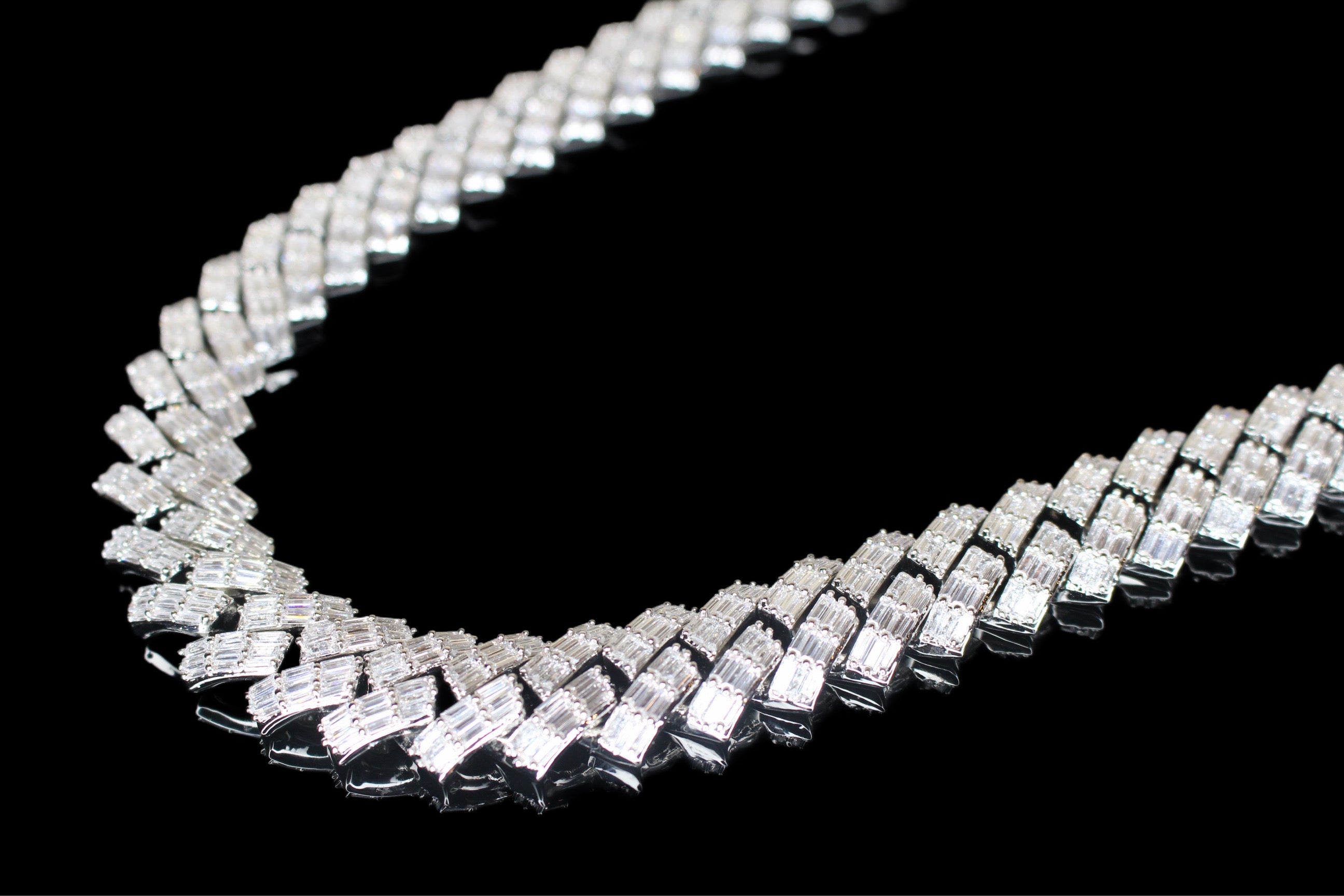 19mm Cuban Prong BAGUETTE 179ct Lab Sim VVS1 Diamond Necklace