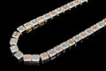 10mm Baguette Square Cushion-Cut Tennis Chain 124.6ct Lab Sim VVS1 Diamond Necklace - Rose/White Gold