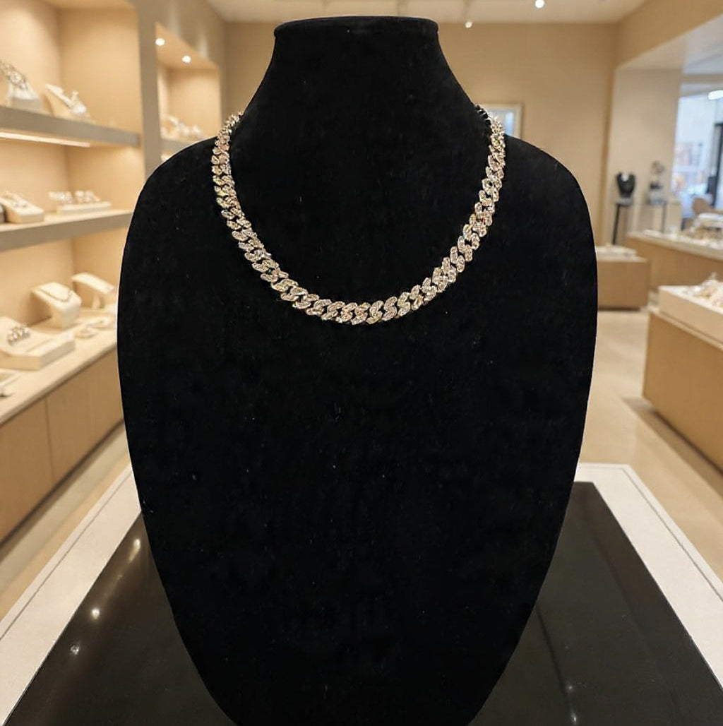 12mm Cuban Miami 62.8ctw Lab Sim VVS1 Diamonds Necklace - Gold