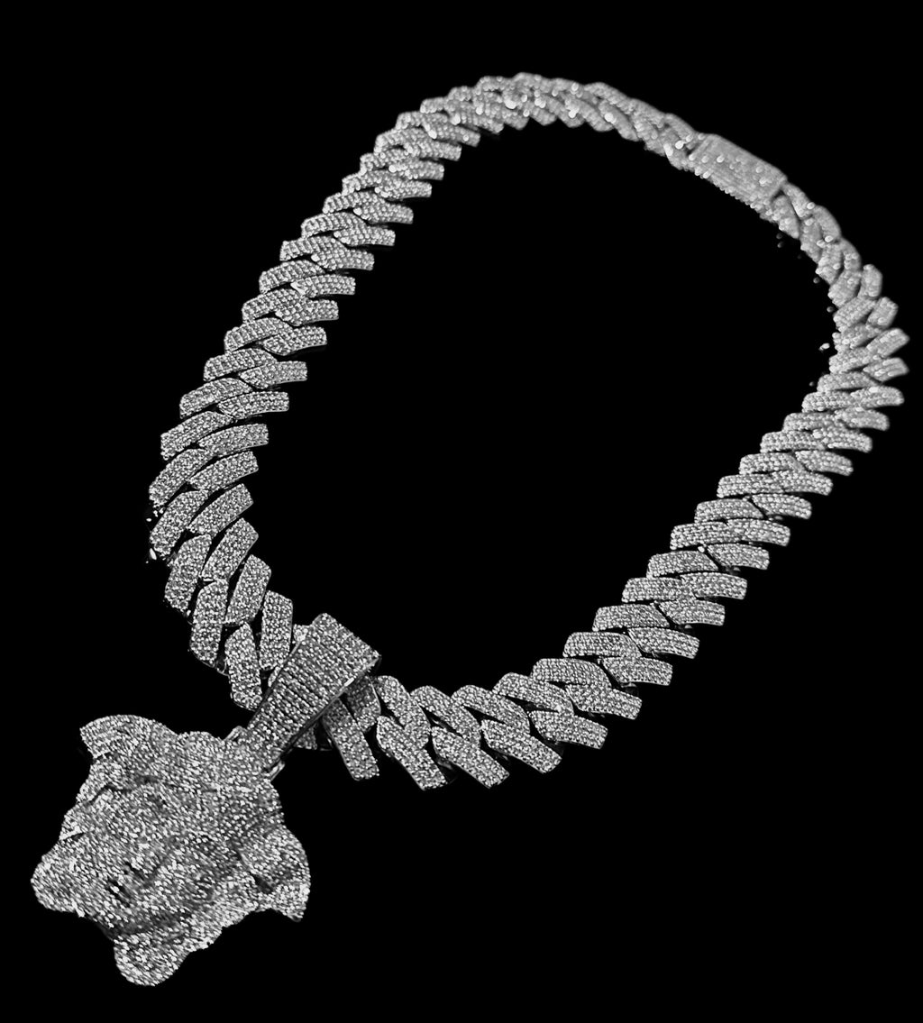 XXL MEDUSA VERSACE 20mm Cuban Miami Prong 186ct Lab Sim VVS1 Diamond Necklace SET
