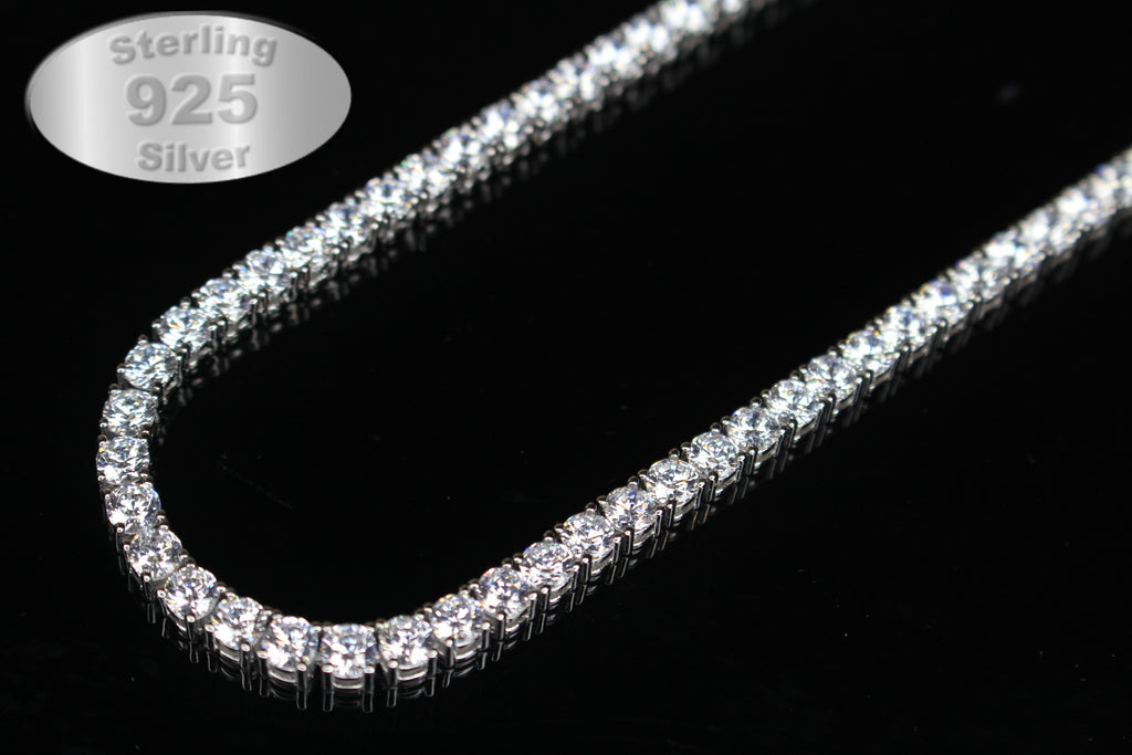 4mm Tennis Chain 70ct Lab Sim VVS1 Diamond Necklace - 925 STERLING SILVER