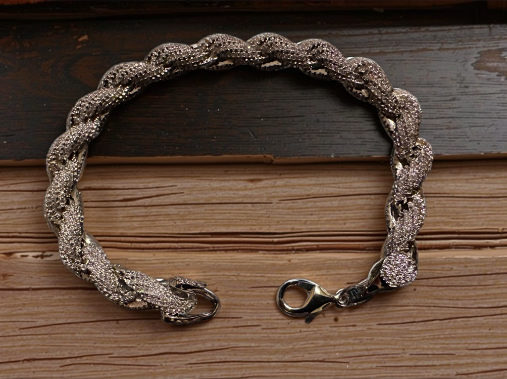 8mm Rope Chain 12.6ctw Lab Sim VVS1 Diamond Bracelet