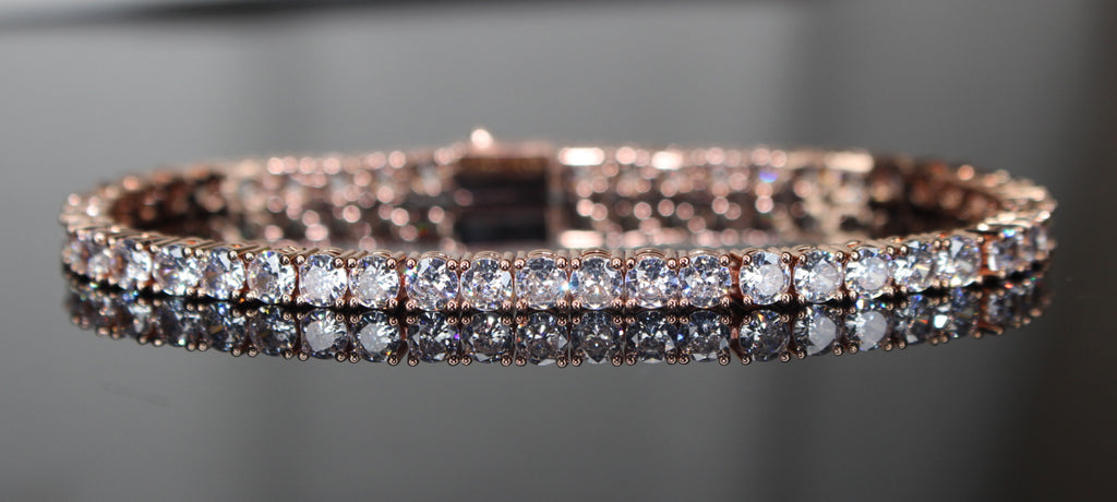 4mm Tennis Bracelet 14.75ct Lab Sim VVS1 Diamonds- Rose Gold