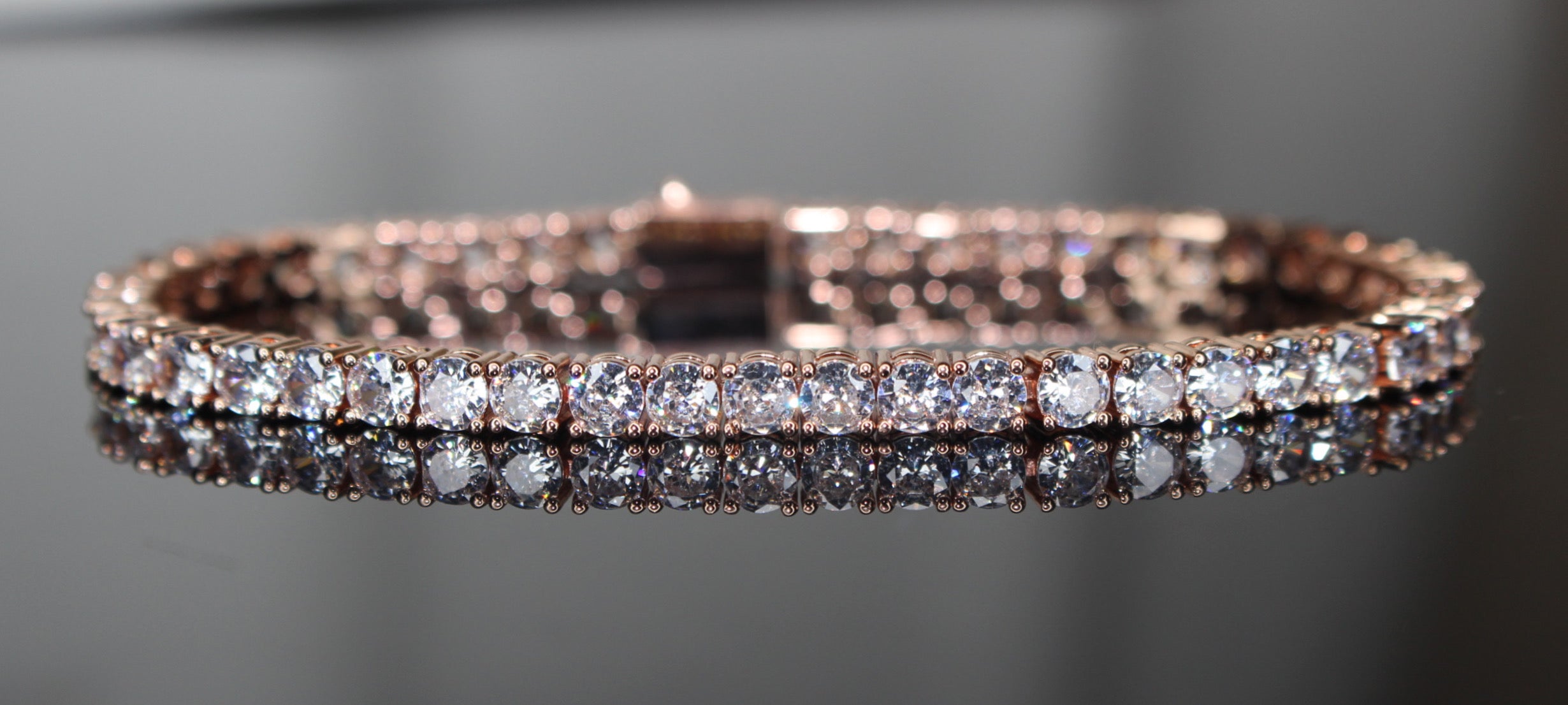 4mm Tennis Bracelet 14.75ct Lab Sim VVS1 Diamonds- Rose Gold