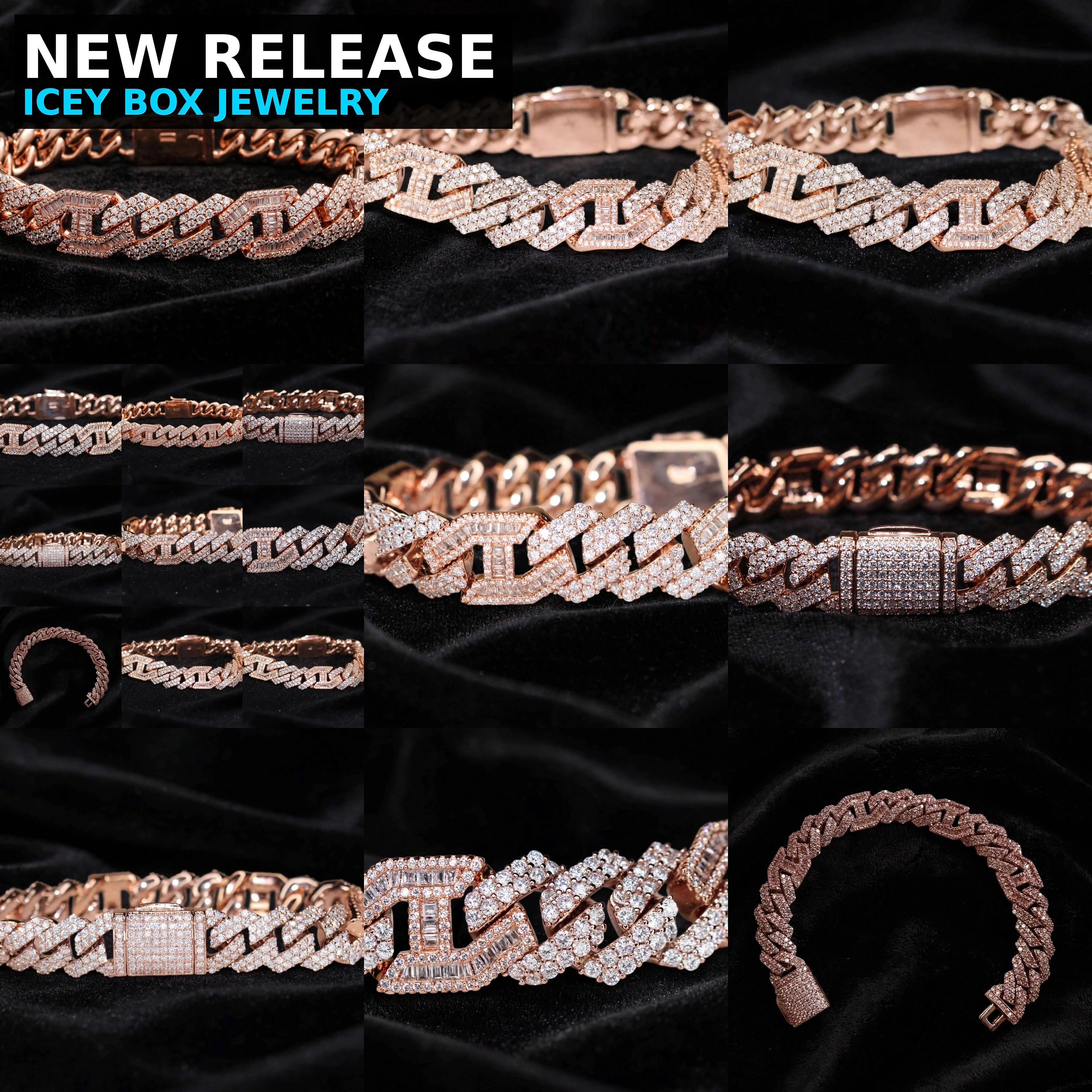 14mm FIGARUCCI 18.2ctw Lab Sim VVS1 Diamonds Bracelet -Rose Gold