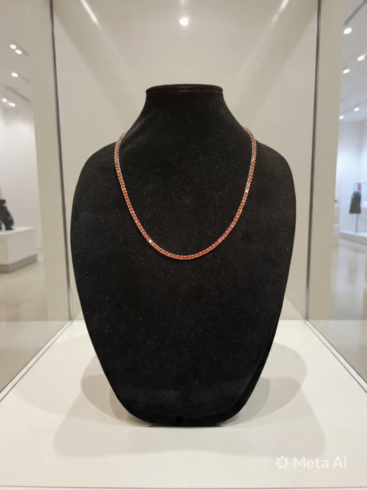 4mm Tennis Chain 70ct Lab Sim VVS1 Diamond Necklace - RUBY RED