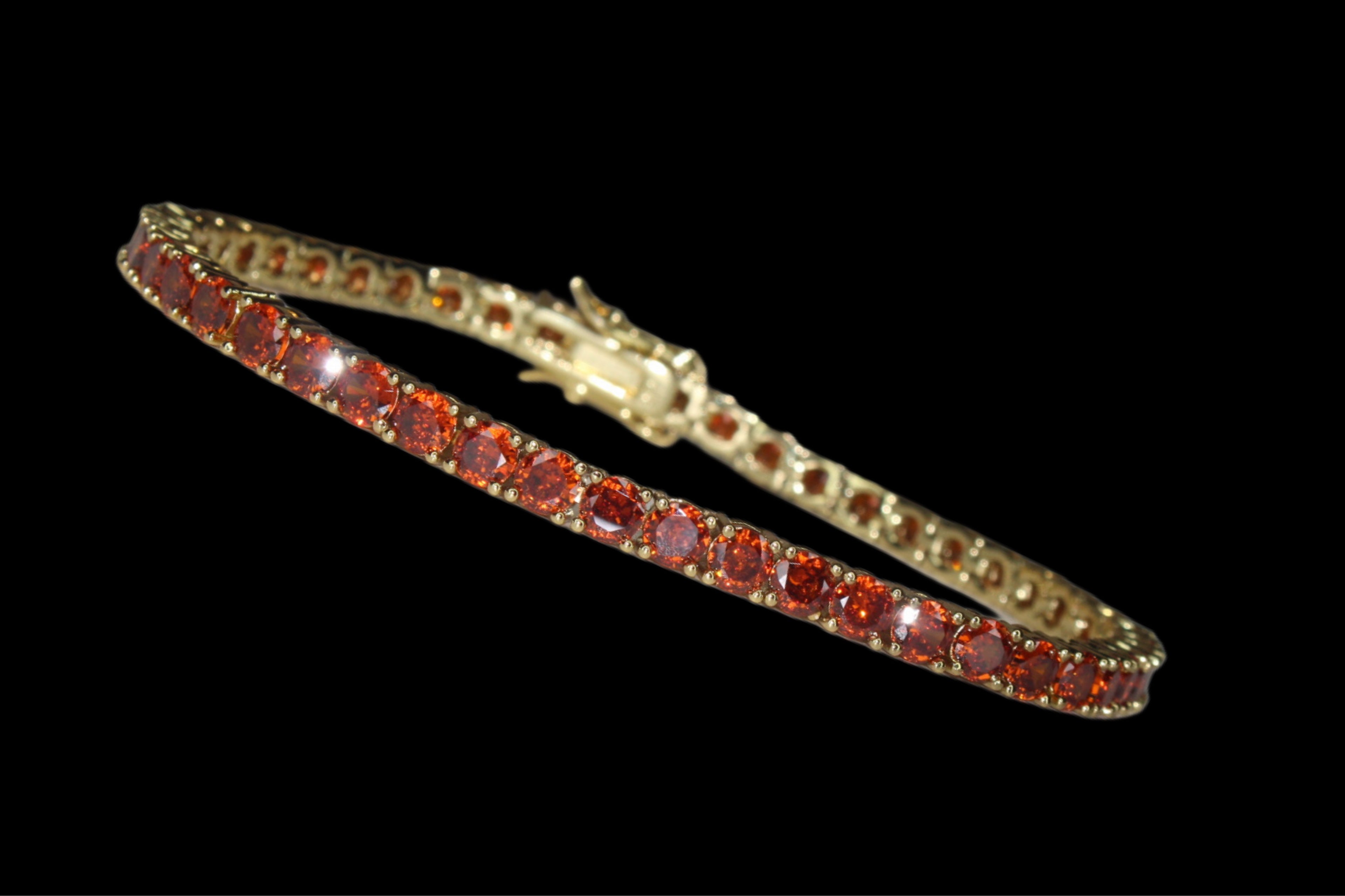 4mm Tennis Chain 12.5ct Lab Sim VVS1 Diamond Bracelet GOLD - RUBY RED