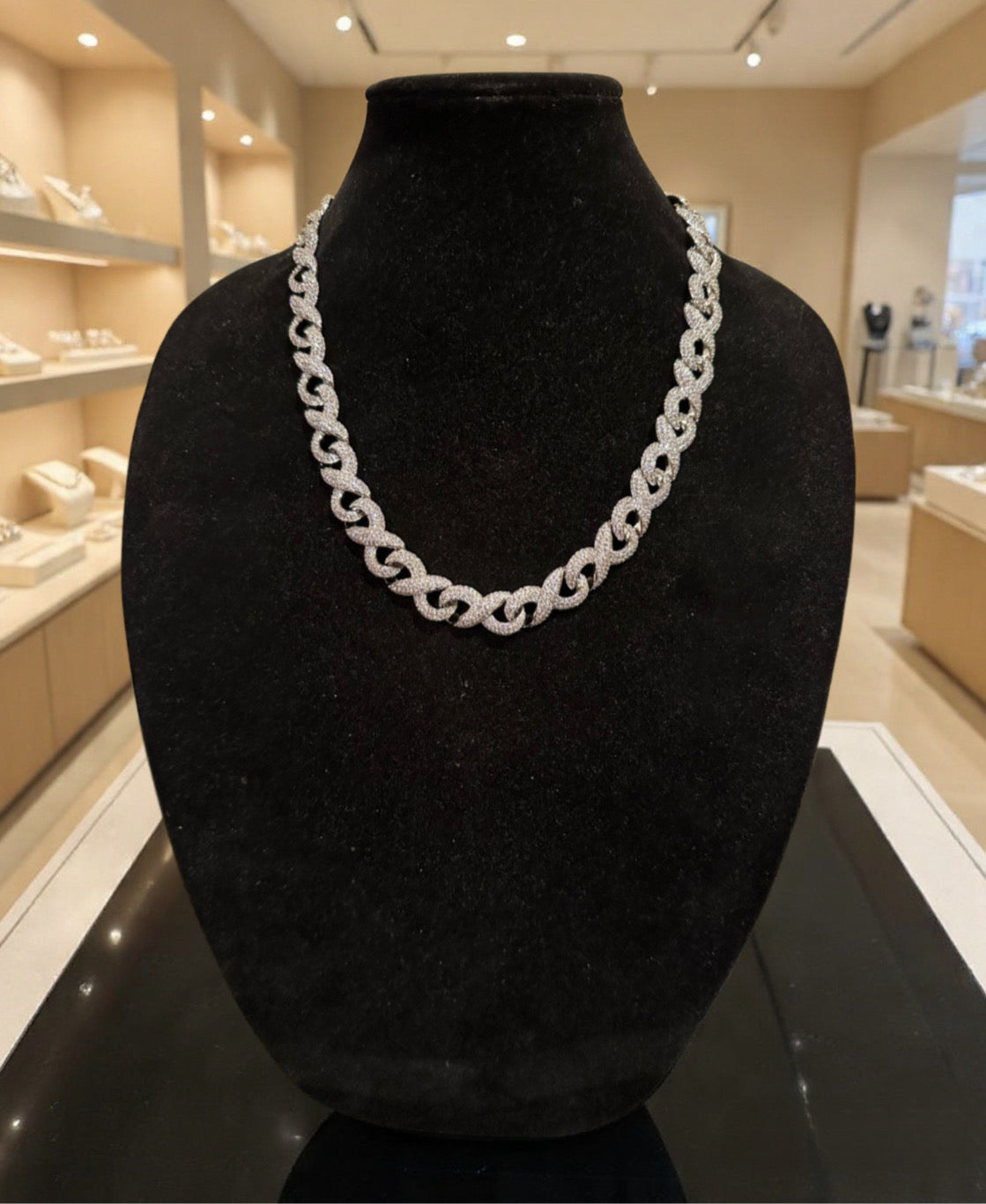 14mm INFINITY 60ctw Lab Sim VVS1 Diamonds Necklace