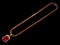 4mm Ruby Red Tennis Chain Necklace 62ct Lab Sim Diamond Pendant - Red SAPPHIRE