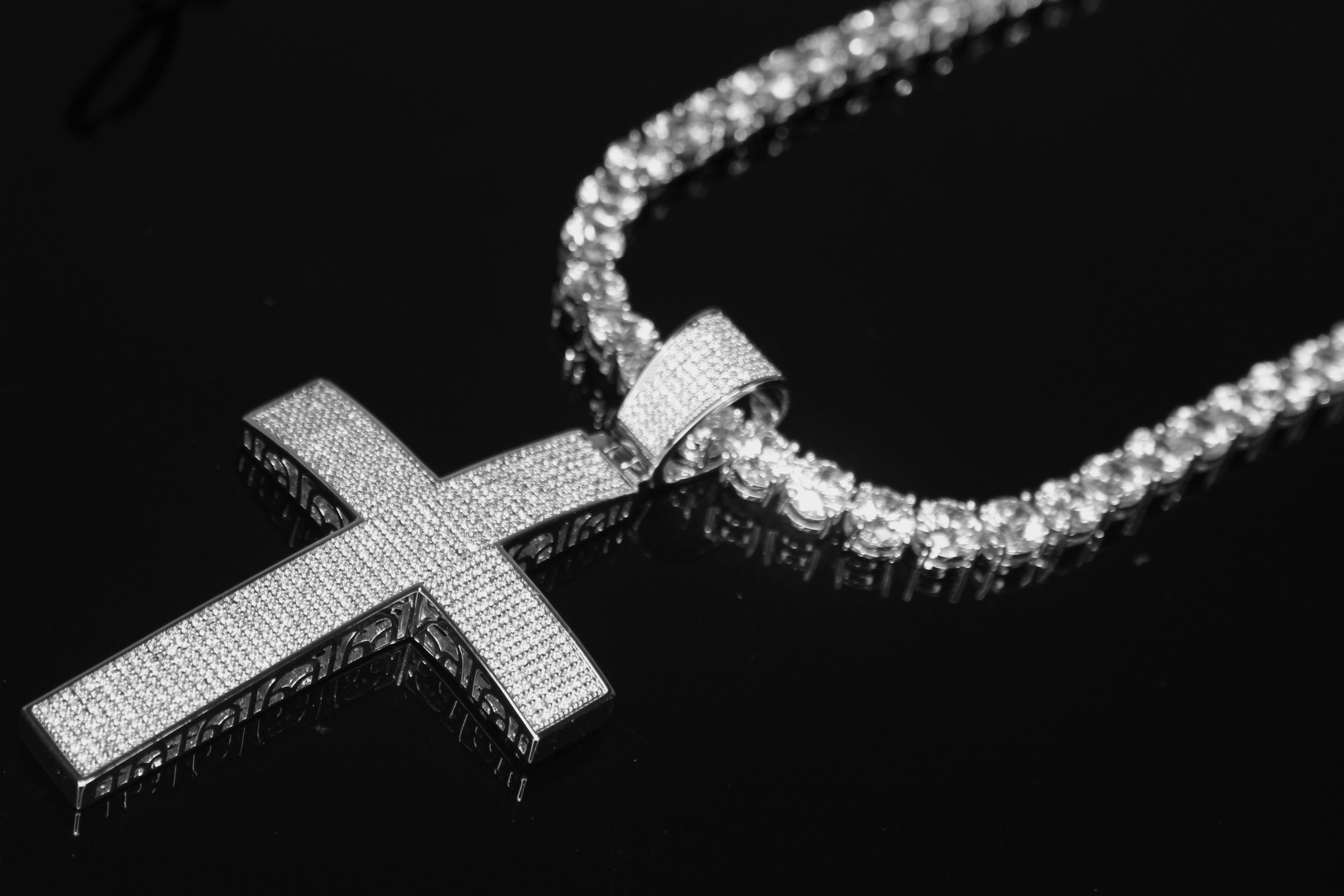 XL Cross Pendant 8mm MASSIVE XXL Tennis Chain 152ct Lab Sim VVS1 Diamond Necklace