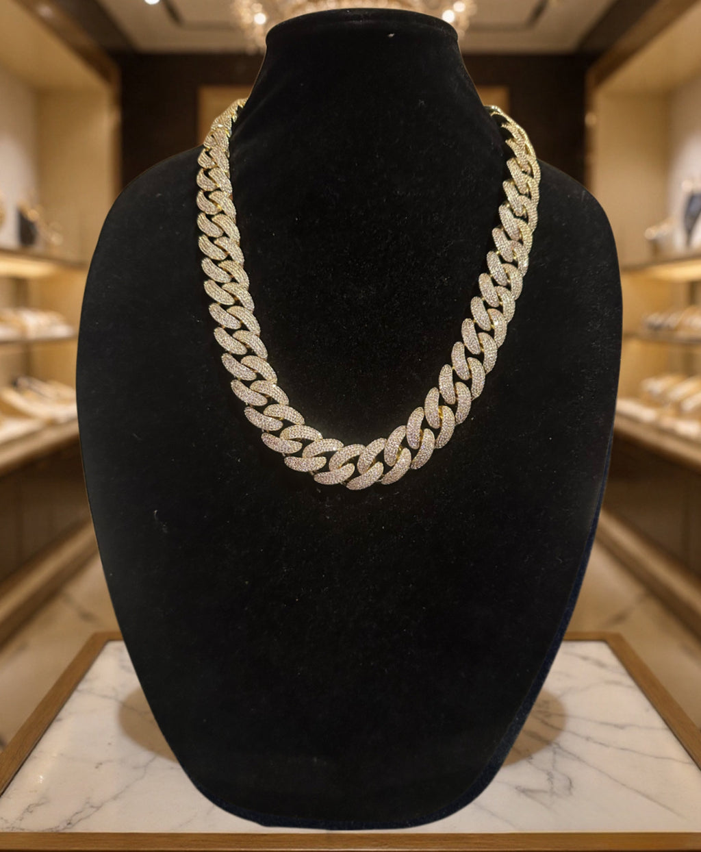 20mm Cuban Miami 82.6ctw Lab Sim VVS1 Diamond Necklace GOLD