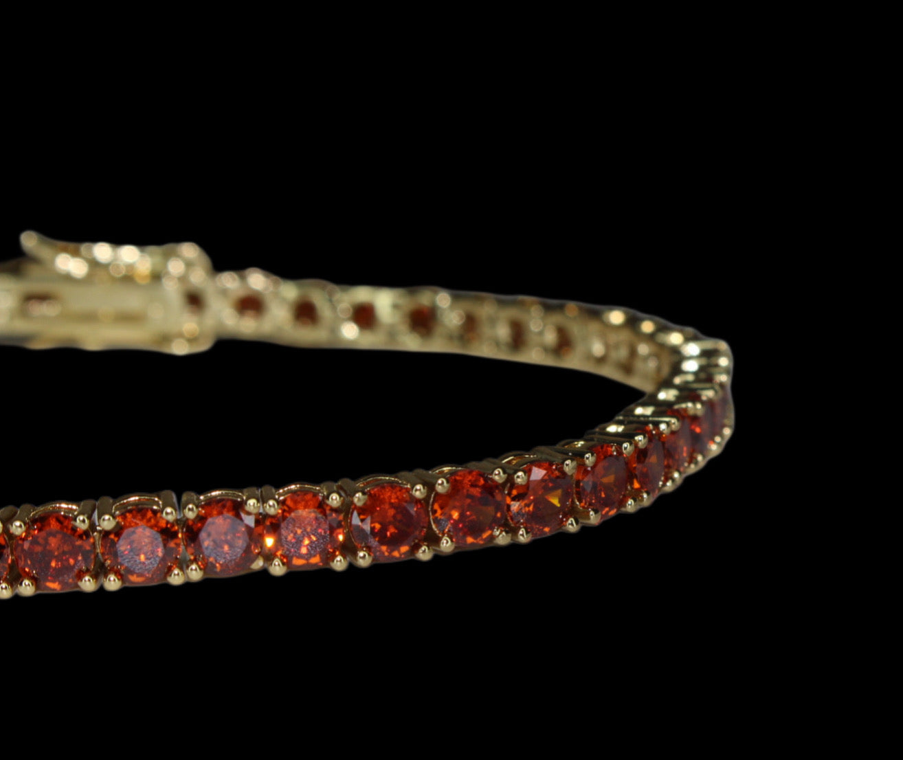 4mm Tennis Chain 12.5ct Lab Sim VVS1 Diamond Bracelet GOLD - RUBY RED