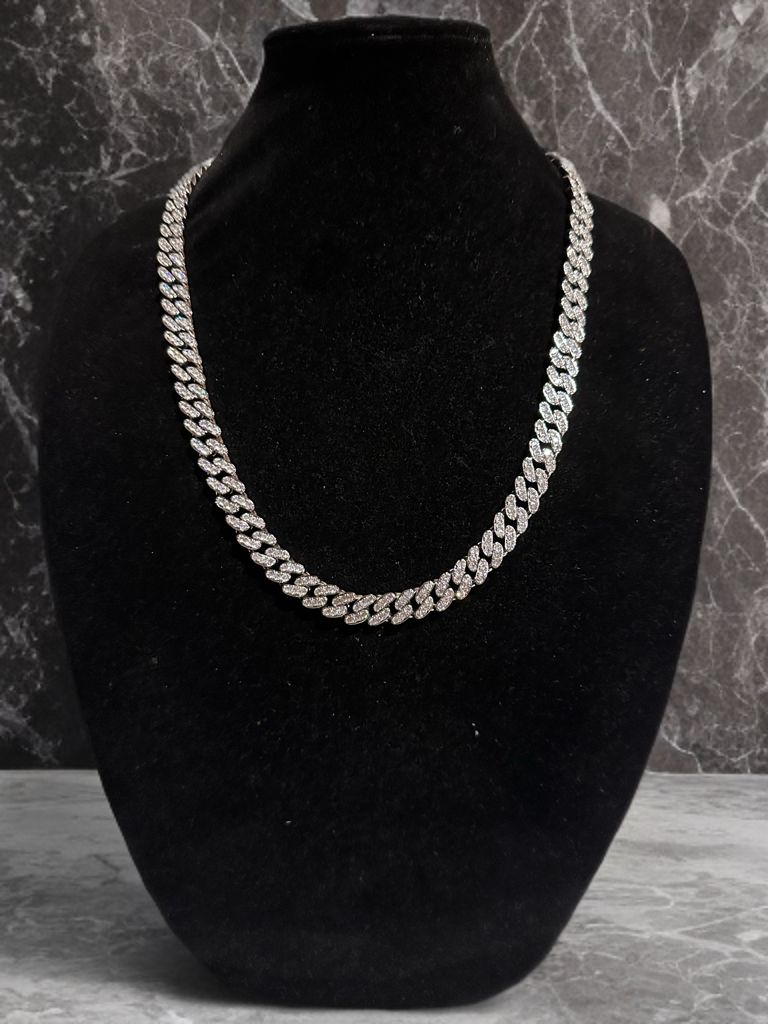12mm Cuban Miami 62.8ctw Lab Sim VVS1 Diamonds Necklace