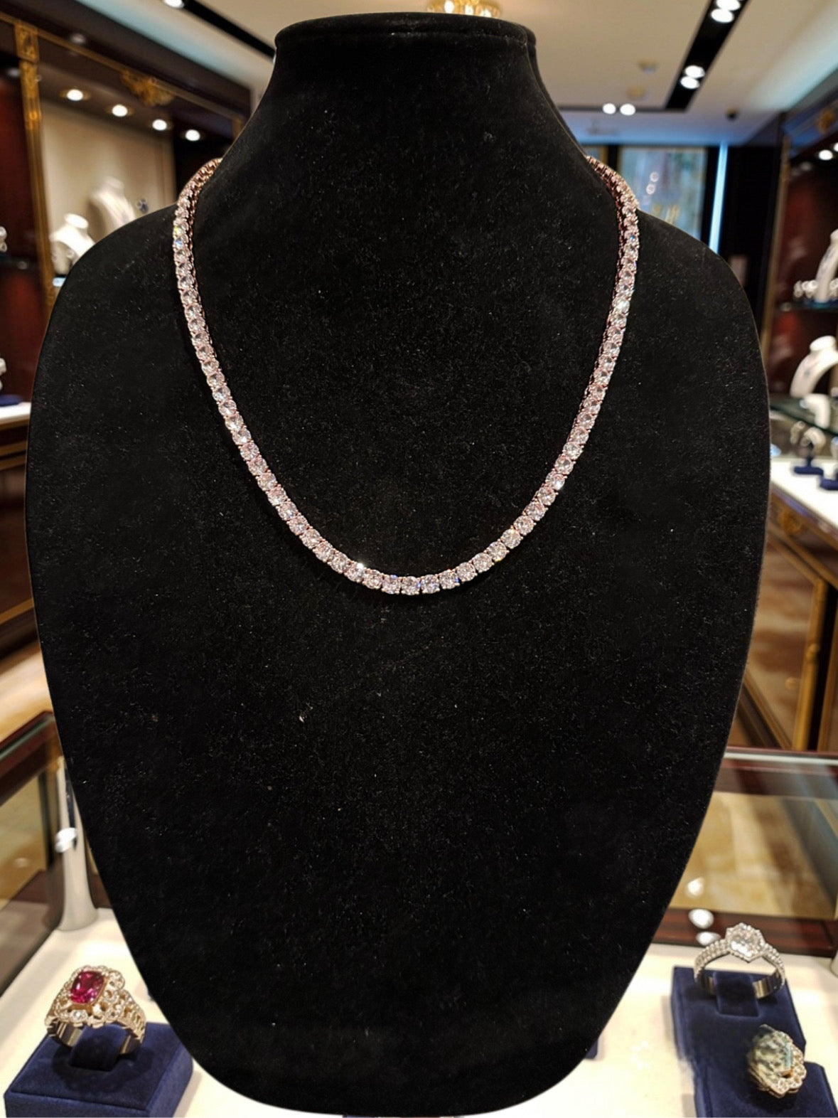 6mm Tennis Chain 130ct Lab Sim VVS1 Diamond Necklace - Rose Gold