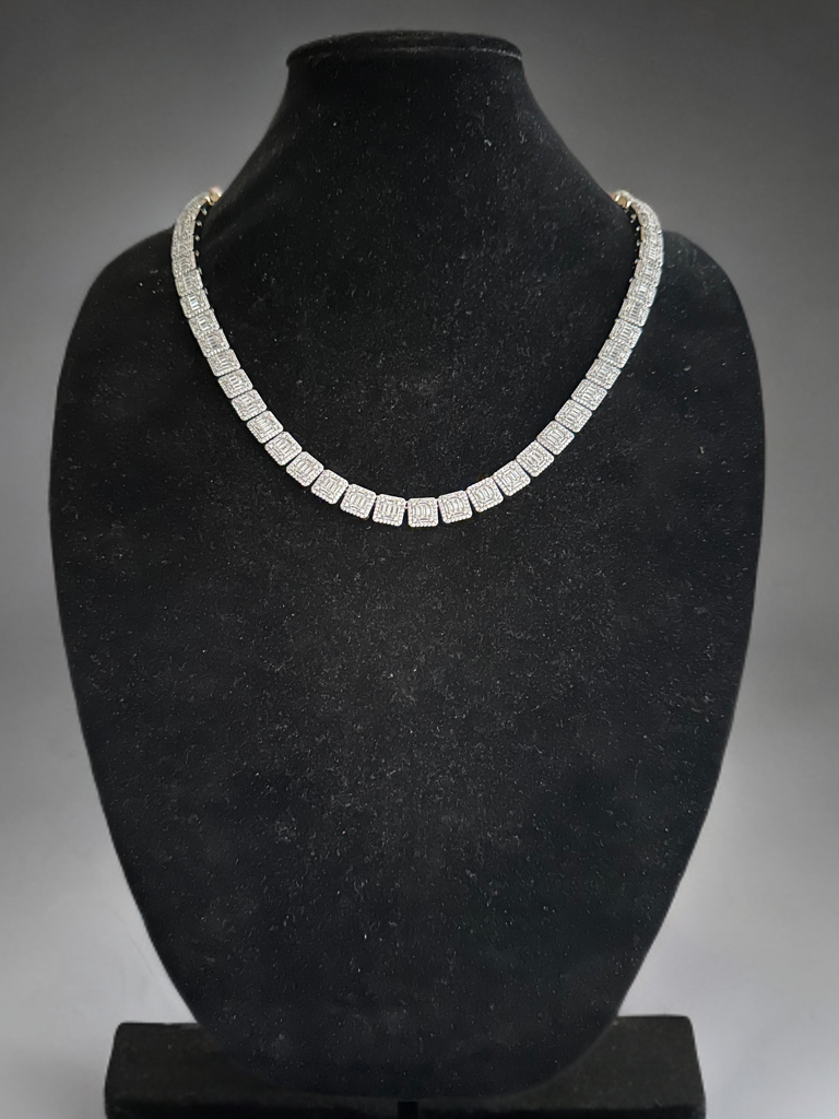 10mm Baguette Square Cushion-Cut Tennis Chain 124.6ct Lab Sim VVS1 Diamond Necklace