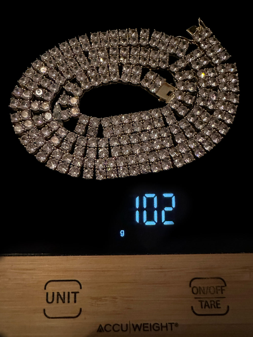 10mm Double Row Tennis Chain 182ct Lab Sim VVS1 Diamond Necklace - Gold