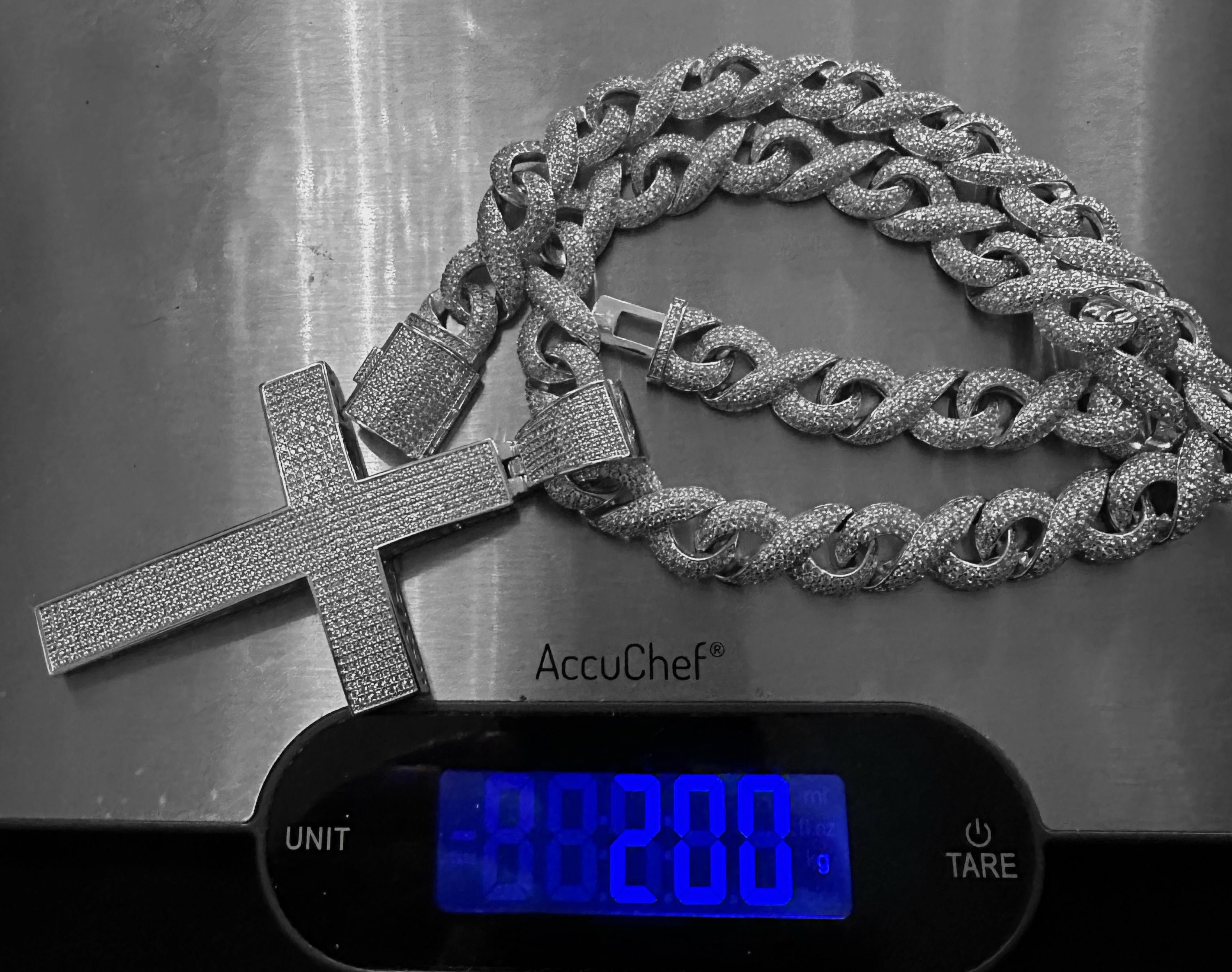 XL Cross Pendant 14mm INFINITY 75.6ct Lab Sim VVS1 Diamond Necklace
