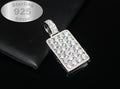 925 Sterling Silver DOG TAG PENDANT 8.6ct Lab Sim VVS1 Diamonds 18g