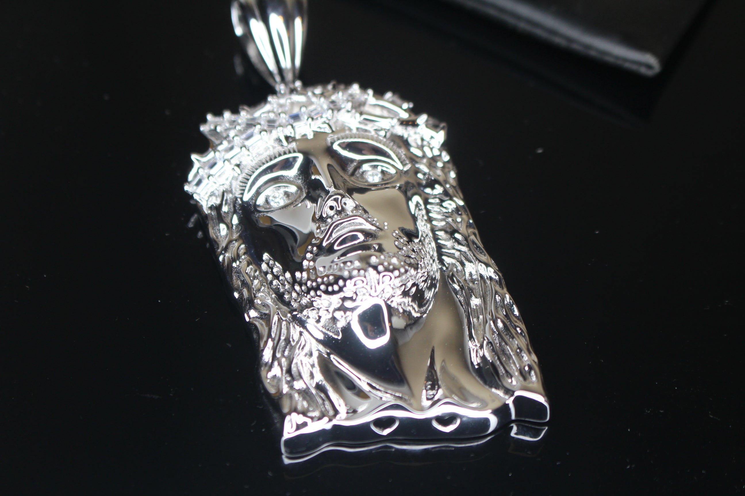 925 Sterling Silver XL JESUS Pendant 2.2ct BAGUETTE Lab Sim VVS Diamonds