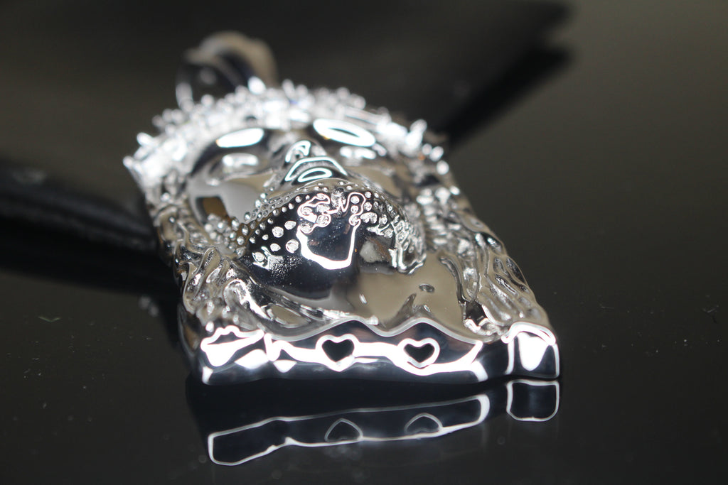 925 Sterling Silver XL JESUS Pendant 2.2ct BAGUETTE Lab Sim VVS Diamonds