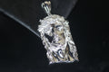 925 Sterling Silver XL JESUS Pendant 2.2ct BAGUETTE Lab Sim VVS Diamonds