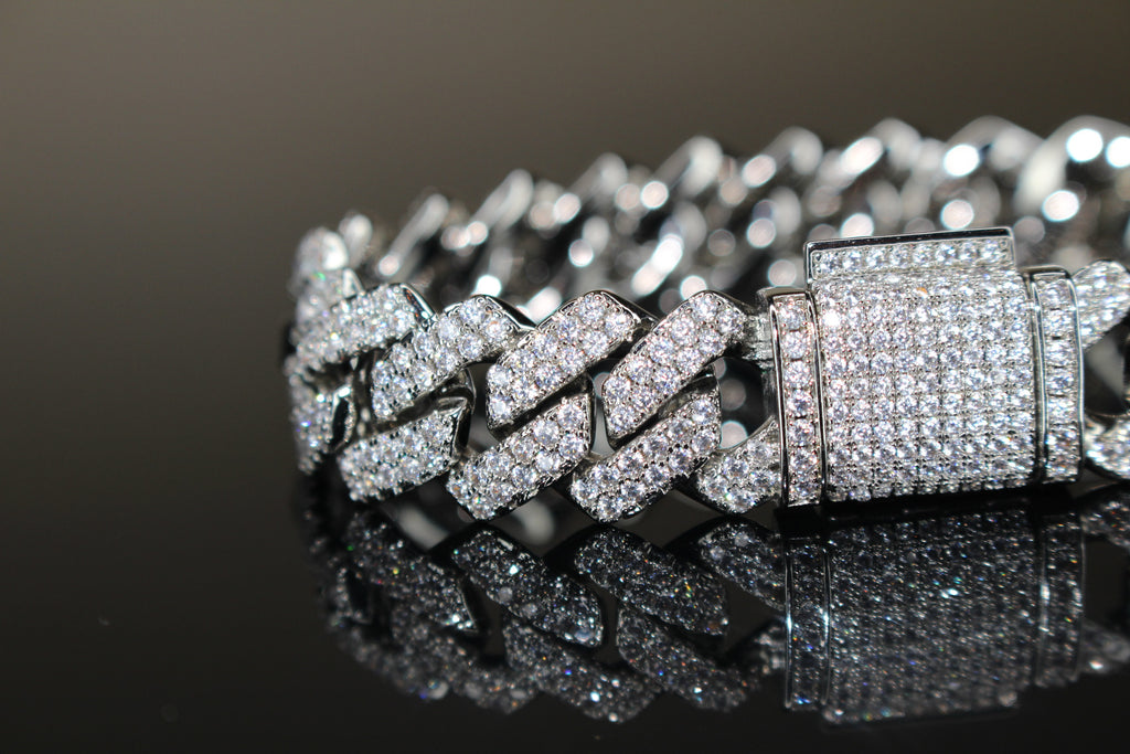 14mm Cuban Miami Prong 18.2ctw Lab Sim VVS1 Diamonds Bracelet