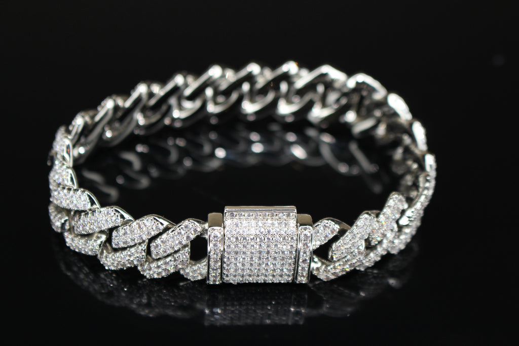 14mm Cuban Miami Prong 18.2ctw Lab Sim VVS1 Diamonds Bracelet