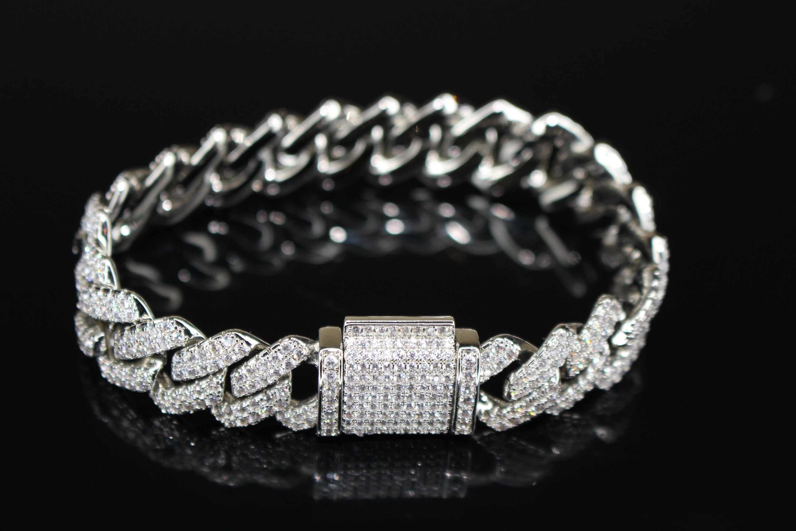 14mm Cuban Miami Prong 18.2ctw Lab Sim VVS1 Diamonds Bracelet