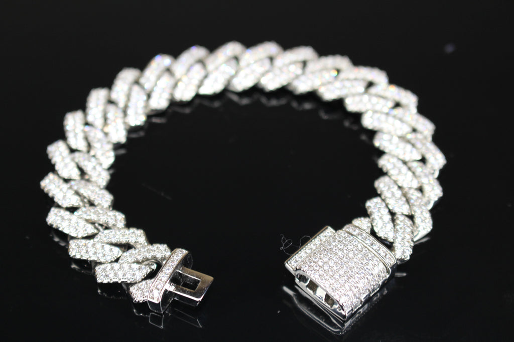 14mm Cuban Miami Prong 18.2ctw Lab Sim VVS1 Diamonds Bracelet