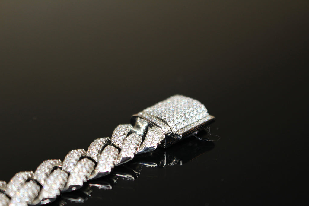 14mm Cuban Miami Prong 18.2ctw Lab Sim VVS1 Diamonds Bracelet