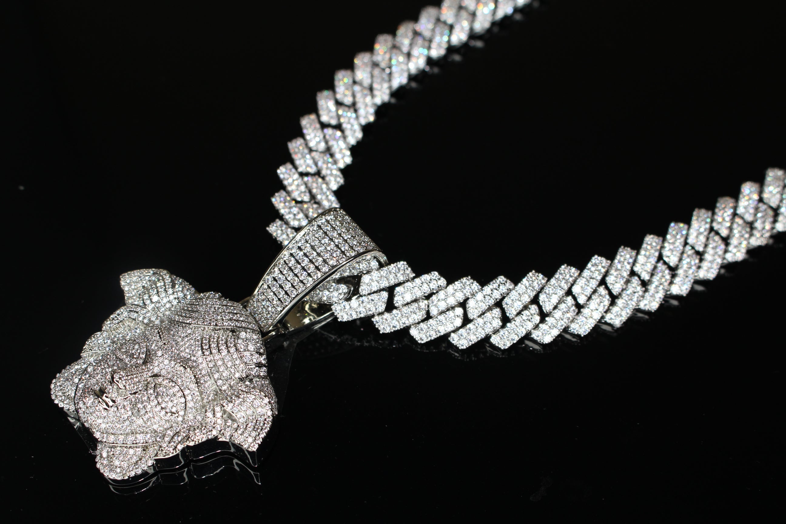 XXL MEDUSA Pendant 14mm Cuban Miami 86.7ct Lab Sim VVS1 Diamond Necklace SET