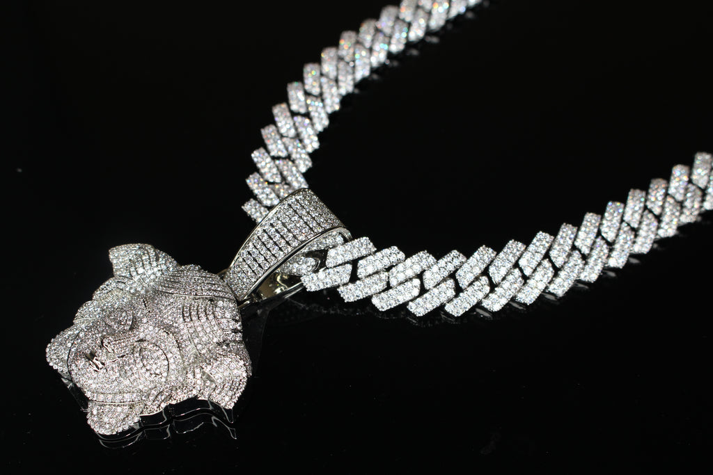 XXL MEDUSA Pendant 14mm Cuban Miami 86.7ct Lab Sim VVS1 Diamond Necklace SET
