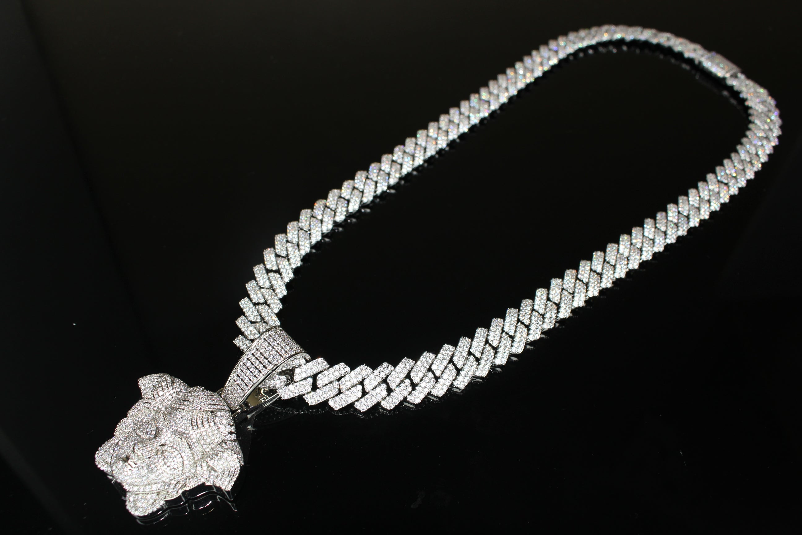 XXL MEDUSA Pendant 14mm Cuban Miami 86.7ct Lab Sim VVS1 Diamond Necklace SET