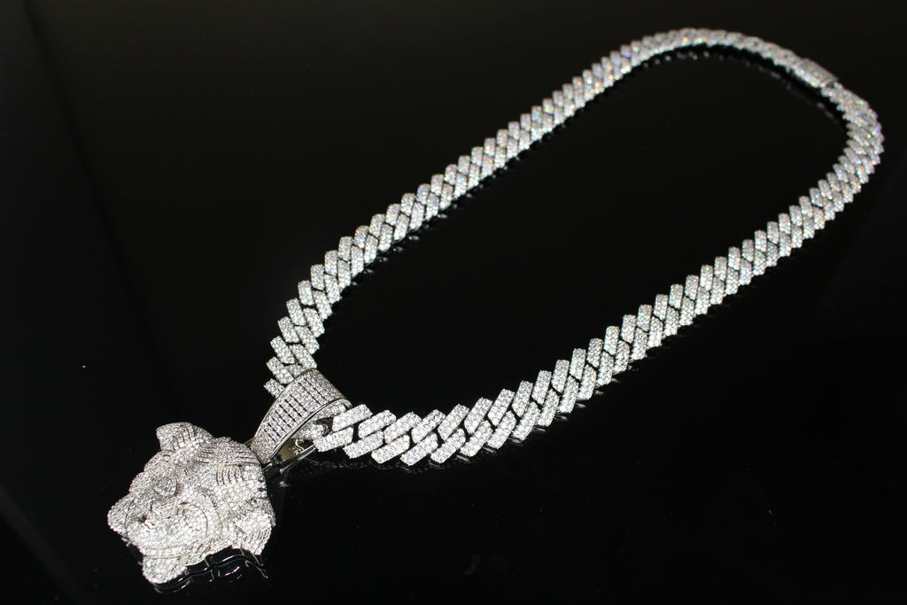 XXL MEDUSA Pendant 14mm Cuban Miami 86.7ct Lab Sim VVS1 Diamond Necklace SET