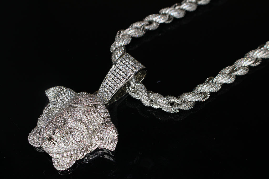 XXL MEDUSA Pendant 8mm ROPE 76.7ct Lab Sim VVS1 Diamond Necklace SET