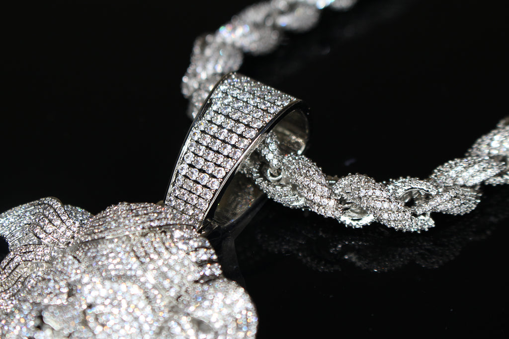 XXL MEDUSA Pendant 8mm ROPE 76.7ct Lab Sim VVS1 Diamond Necklace SET