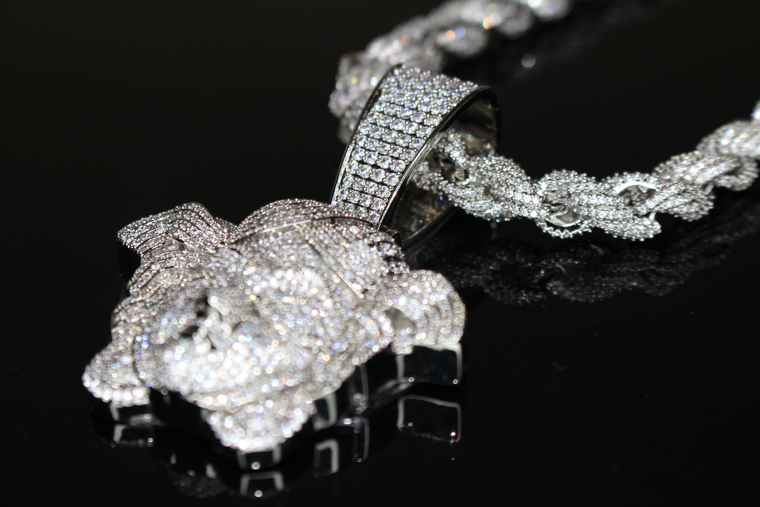 XXL MEDUSA Pendant 8mm ROPE 76.7ct Lab Sim VVS1 Diamond Necklace SET