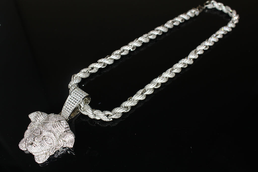 XXL MEDUSA Pendant 8mm ROPE 76.7ct Lab Sim VVS1 Diamond Necklace SET